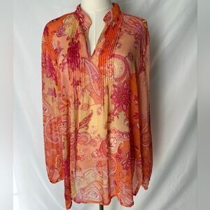 Susan Graver Paisley Chiffon Tunic Top - Size L